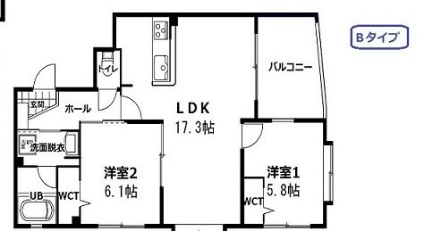 広島市中区白島九軒町 新築 2LDK 間取図